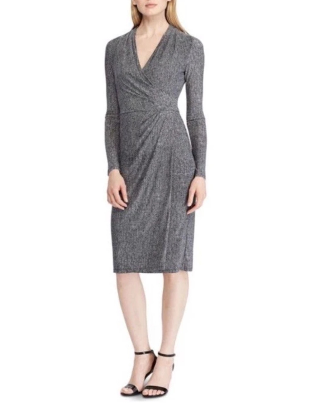 Lauren Ralph Lauren NWOT Herringbone Faux Wrap Jersey Dress Preppy Office 0P